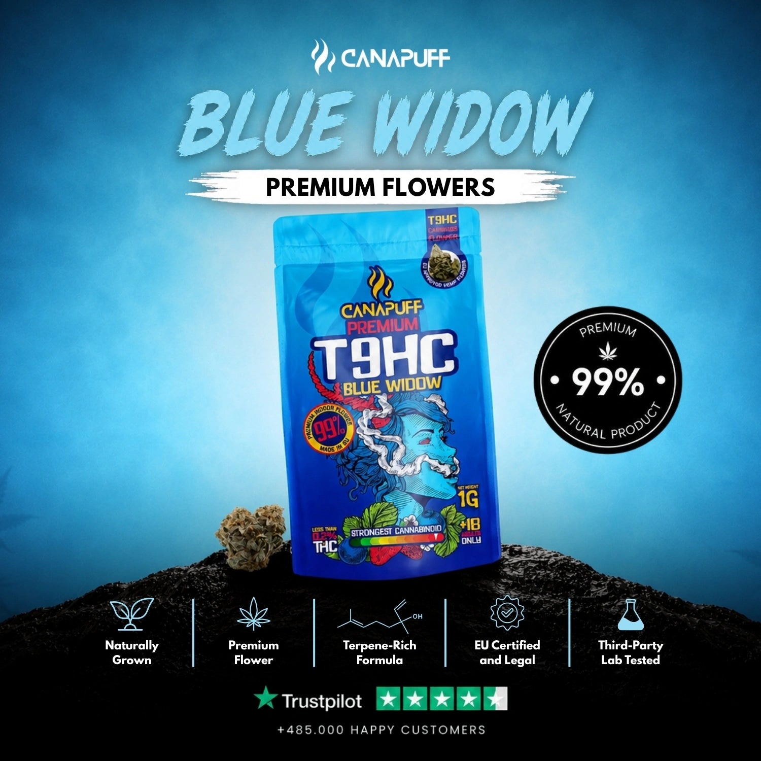 Fleurs T9HC Blue Widow 99 %
