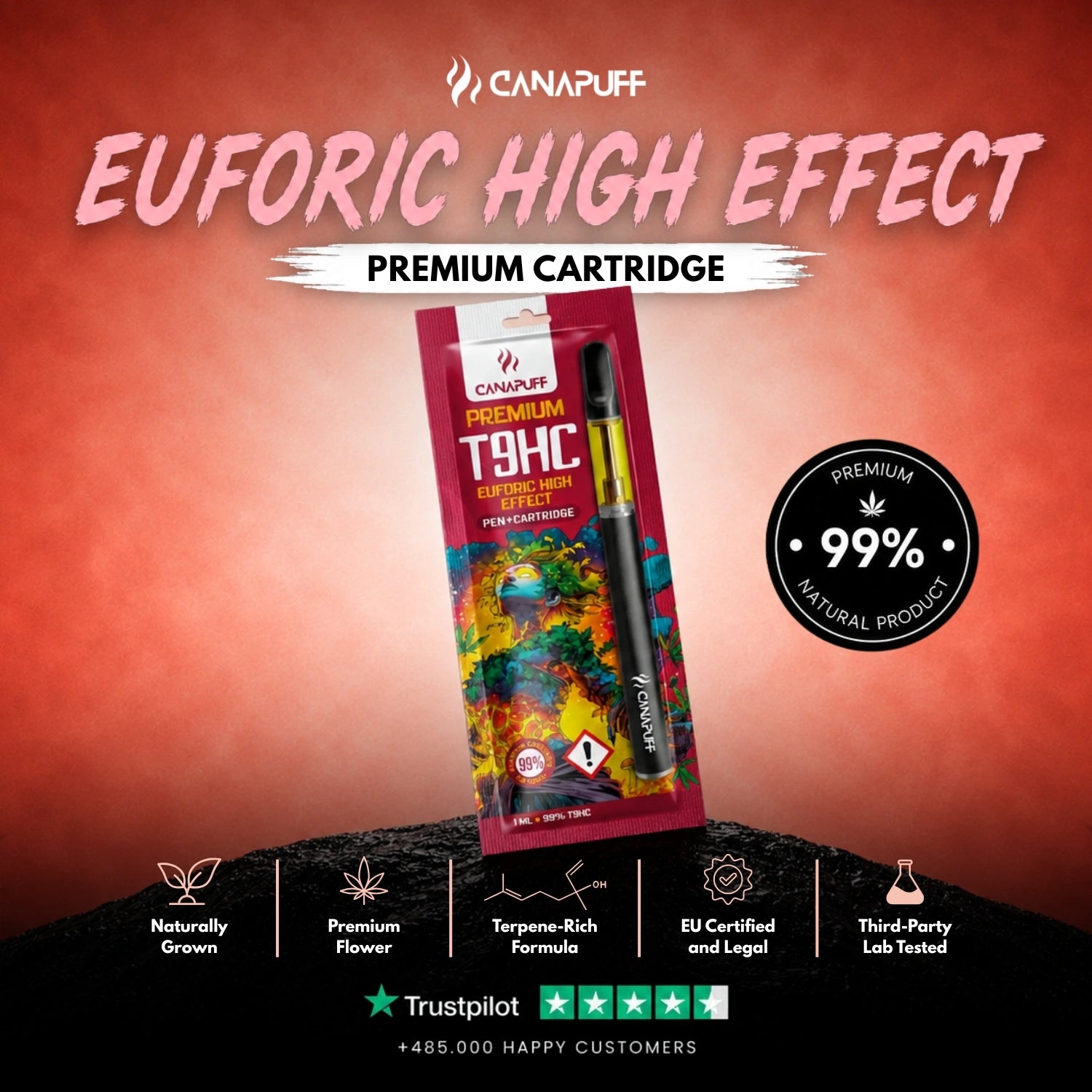 T9HC Pen + Cartouche Euforic 99 %