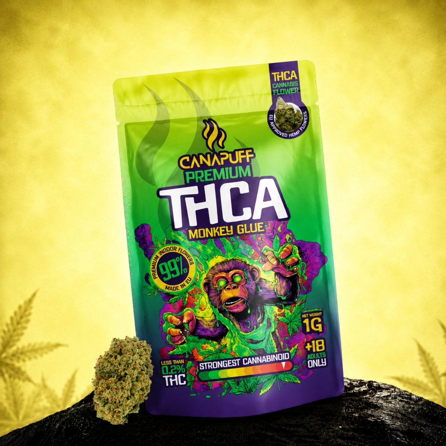 Canapuff THCA Monkey Glue 99% cannabis flowers 1g pouch