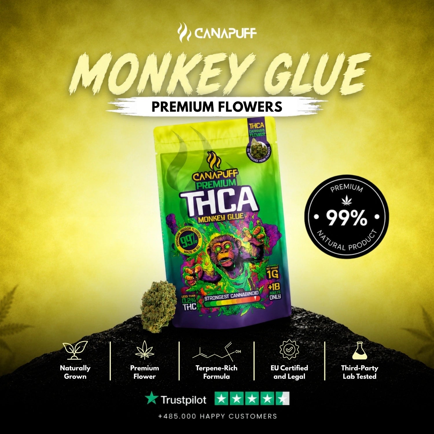 THCA Flowers Monkey Glue 99%