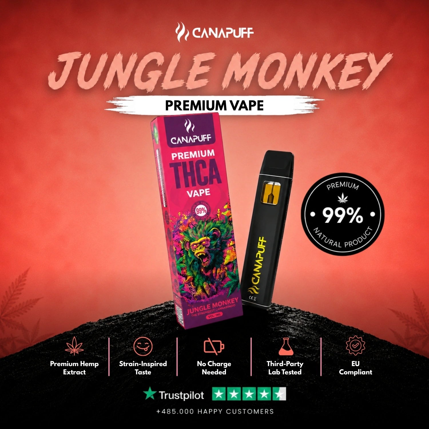 THCA Vape Jungle Monkey 99% 1ml