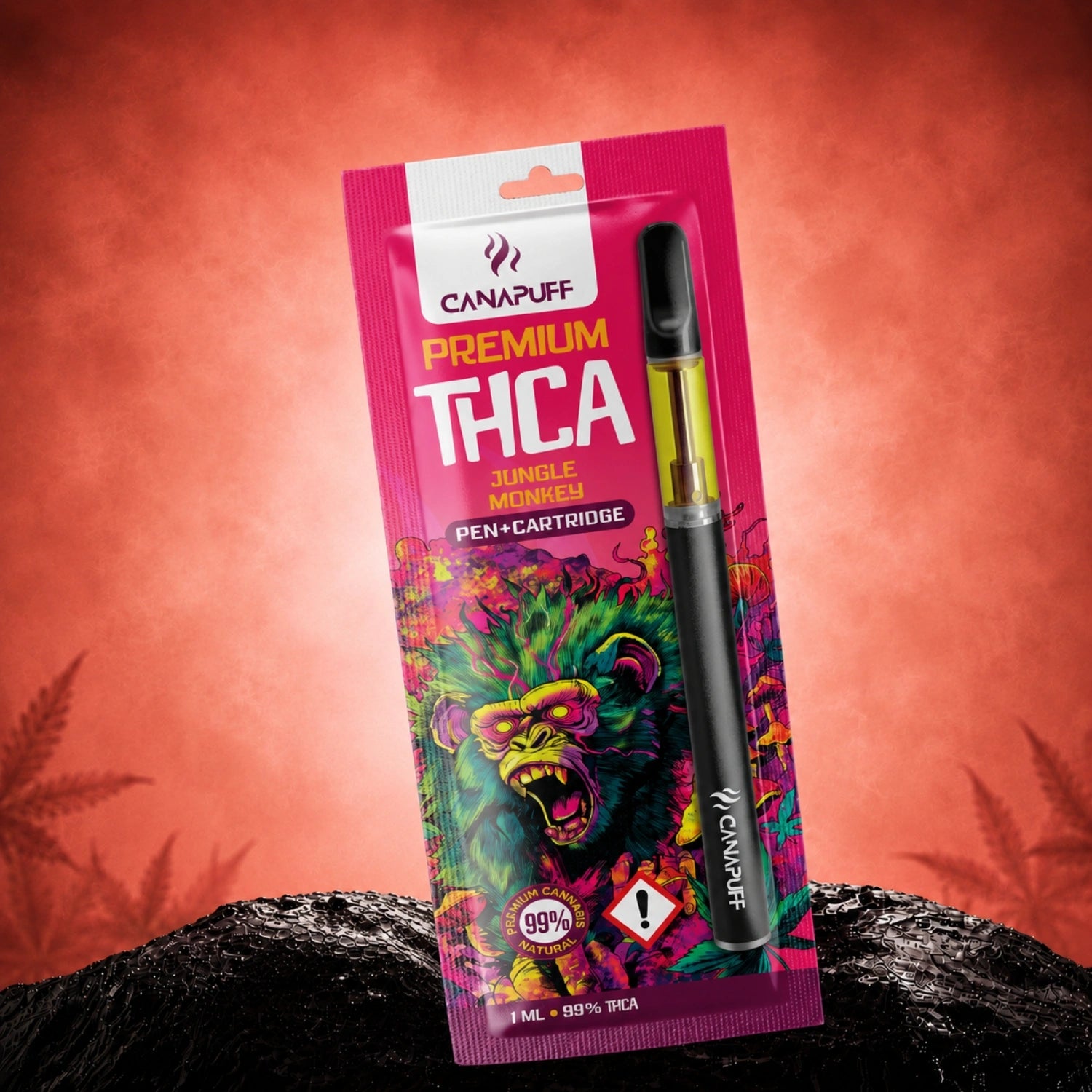 Canapuff THCA Jungle Monkey 99% pen and cartridge, 1 ml