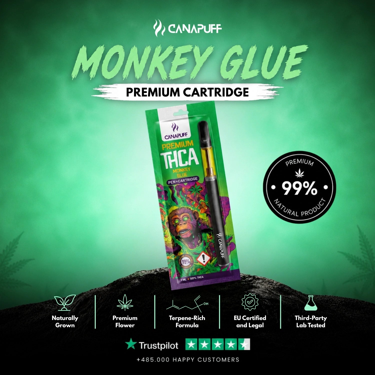 THCA Pen+Cartridge Monkey Glue 99%