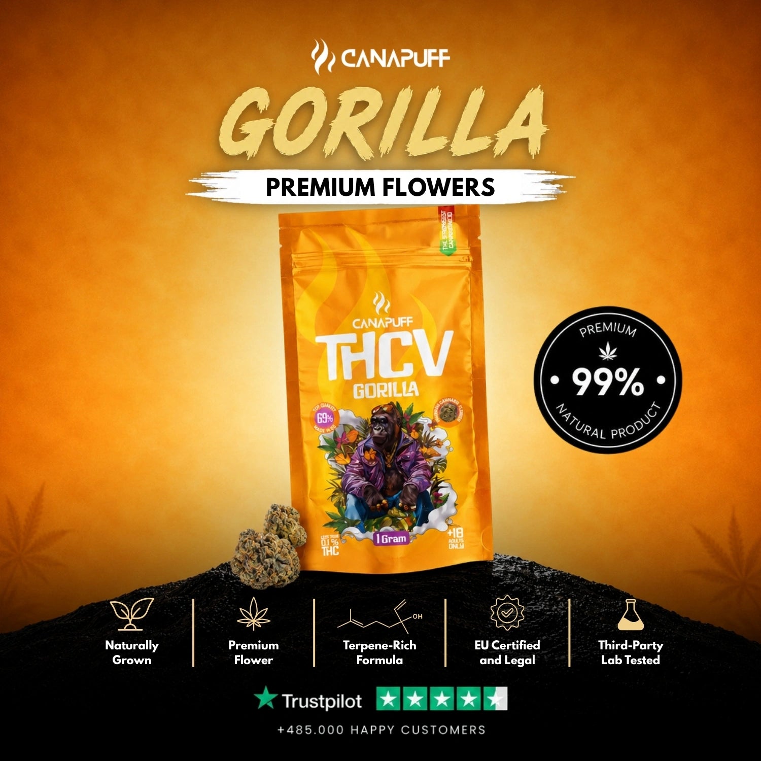 THCv Flowers Gorilla 69%