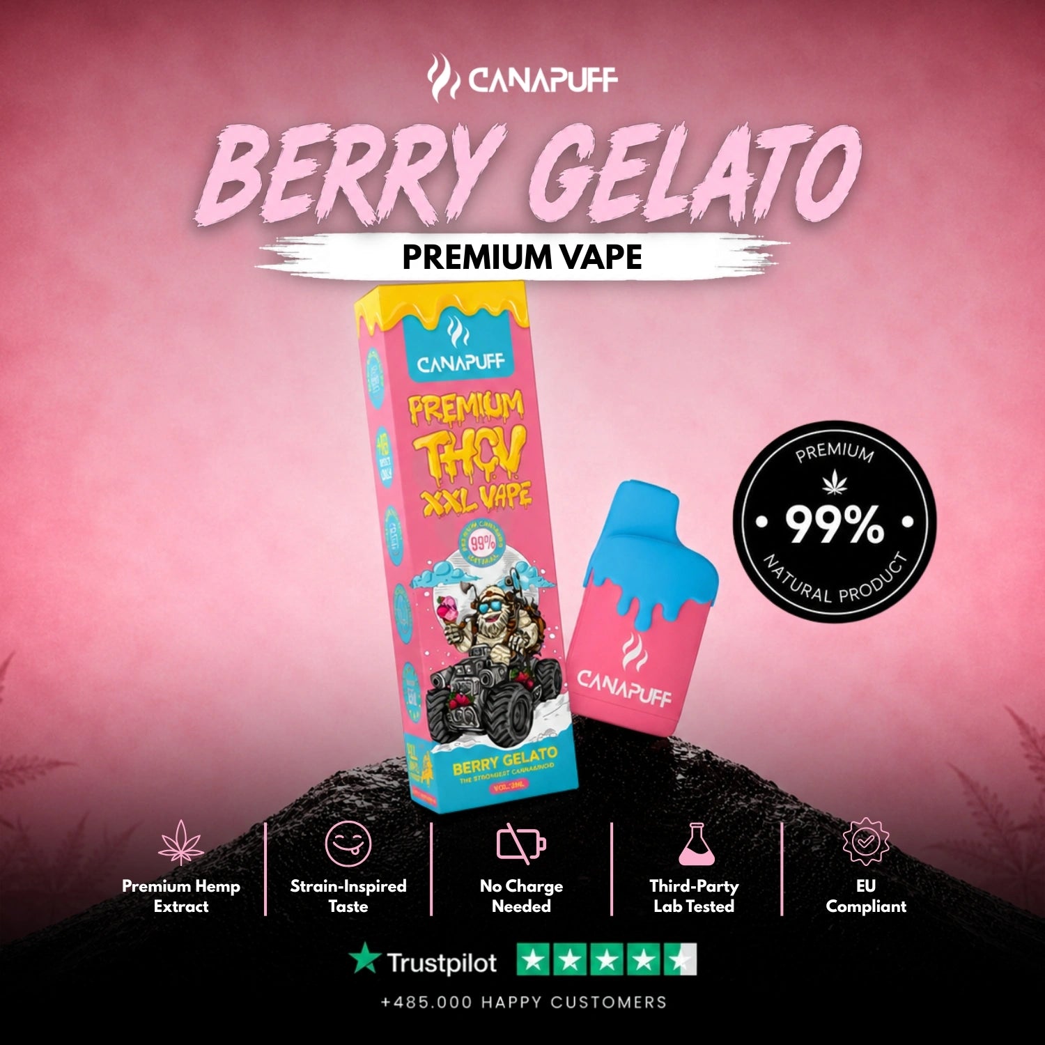 THCv XXL Vape Berry Gelato 99% 2ml
