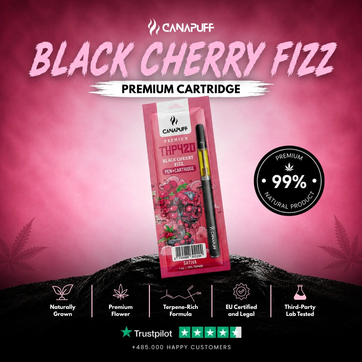 THP420 Pen+Cartouche Pétillant à la cerise noire 79 %