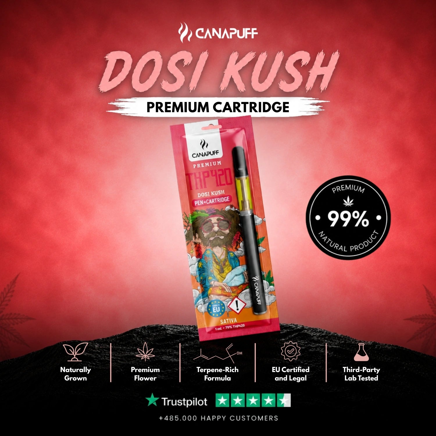 THP420 Pen+Cartouche Dosi Kush 79 %