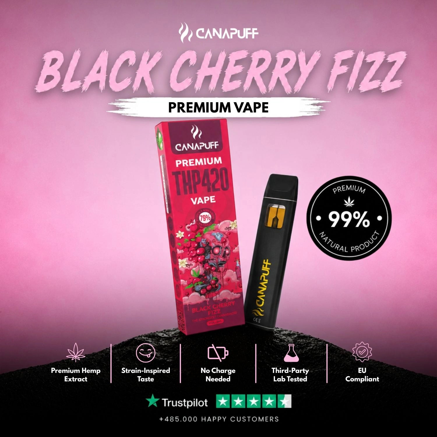THP420 Vape Cerise noire pétillante 79 % 1 ml