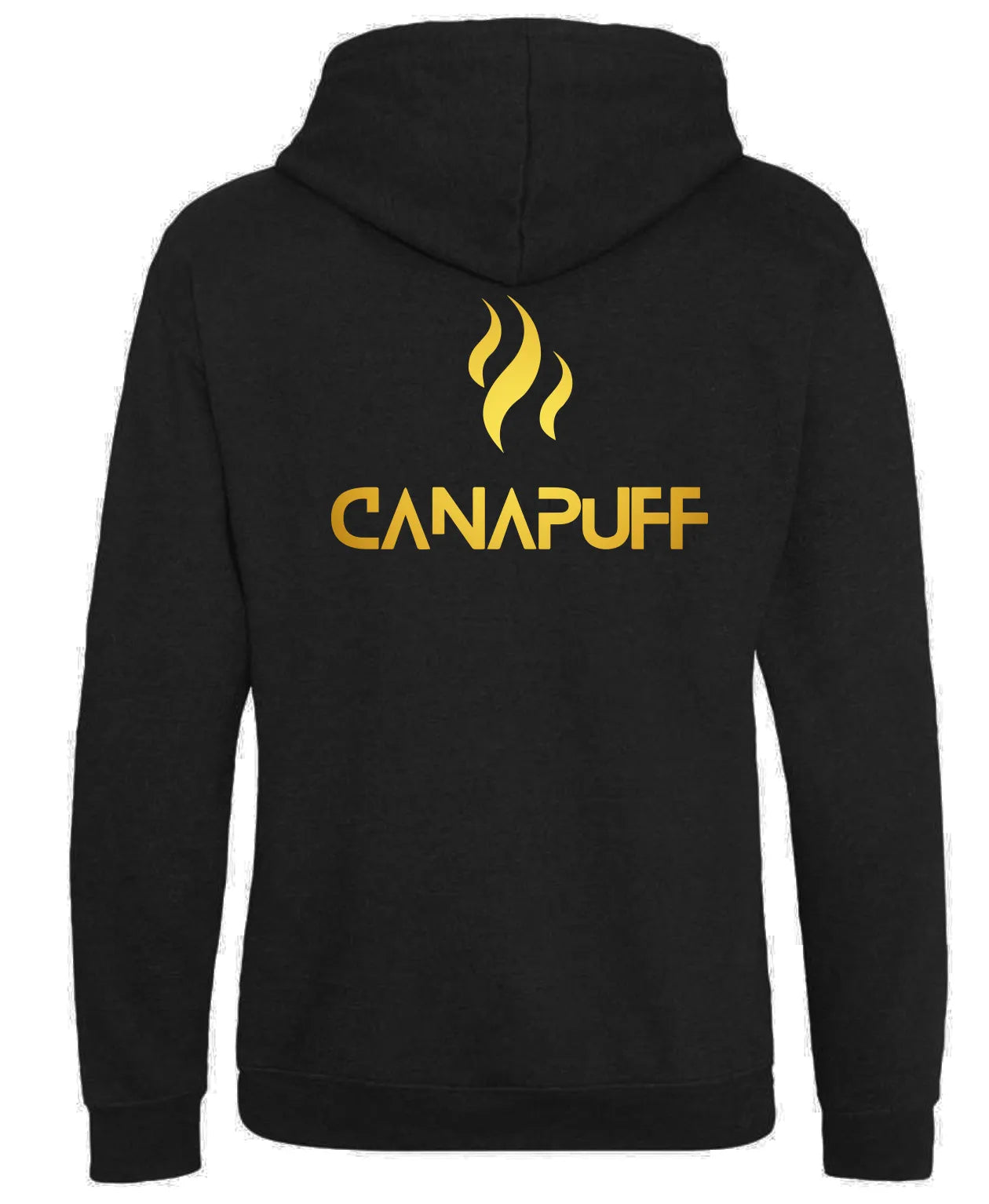Sudadera con capucha verde con logo amarillo de Canapuff en el frente