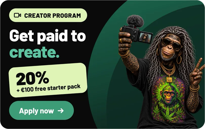 Creator program: Get paid to create. 20% + €100 free starter pack. Apply now
